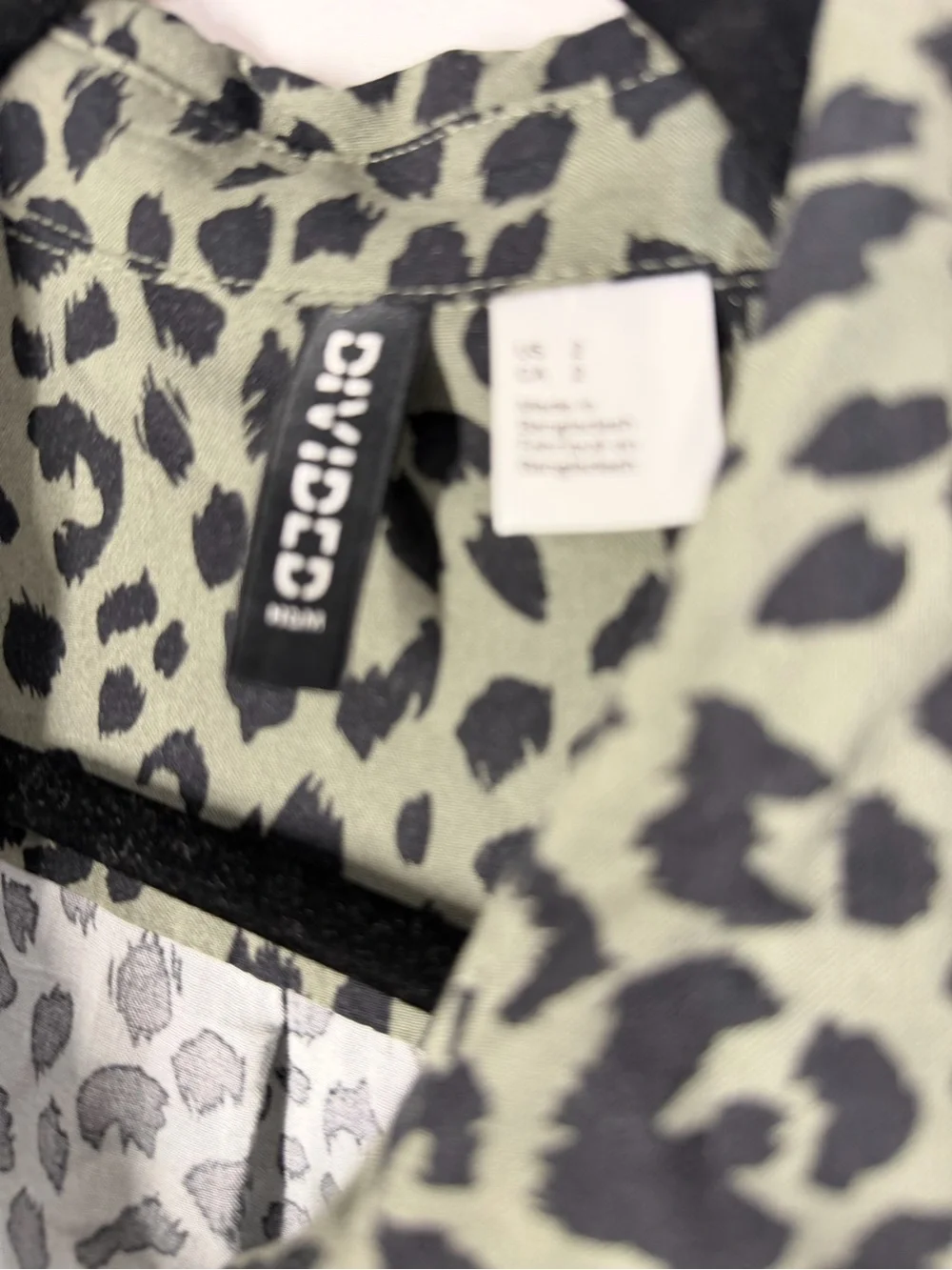 Divided Olive and Black Leopard Print Long Sleeve Shirt Dress
